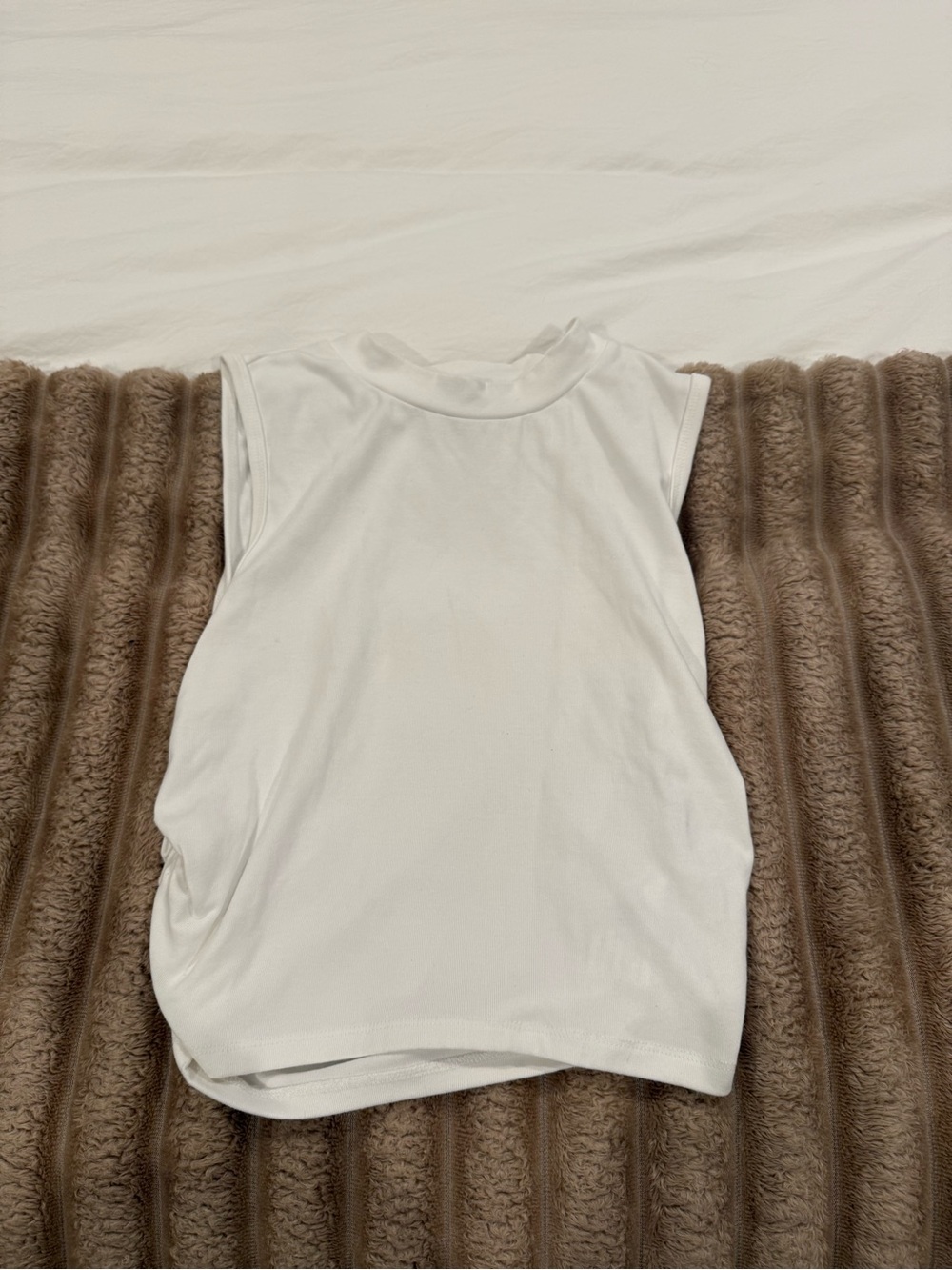 Cider White Sleeveless Mock Neck Tank